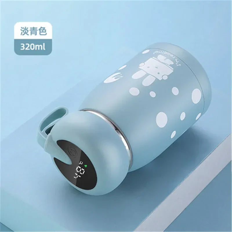 Cute and Convenient,Portable Insulated Water Bottle with Smart Temperature Display, Mini Vacuum Flask for Kids and Girls