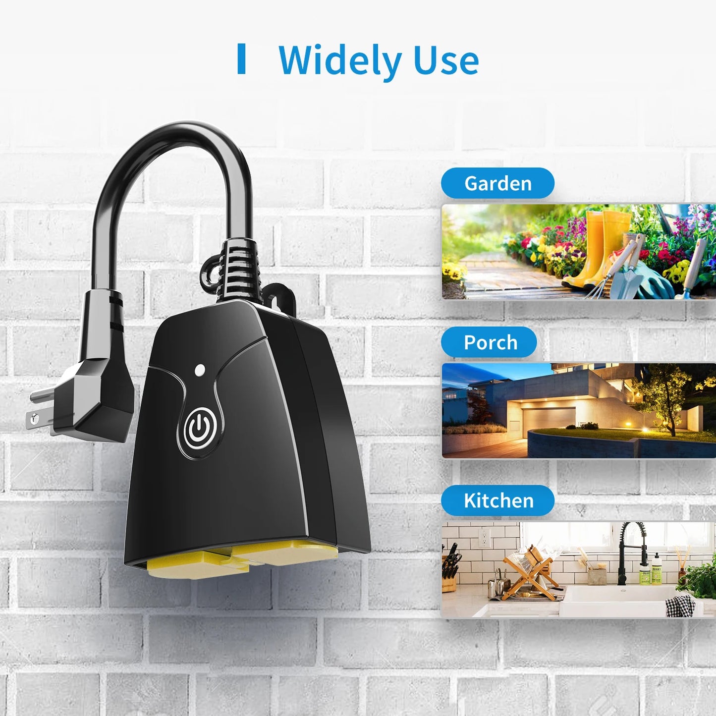 Meross HomeKit US Smart Outdoor Plug WiFi Outlet with 2 Grounded Sockets Timer Function Support Alexa Google SmartThings