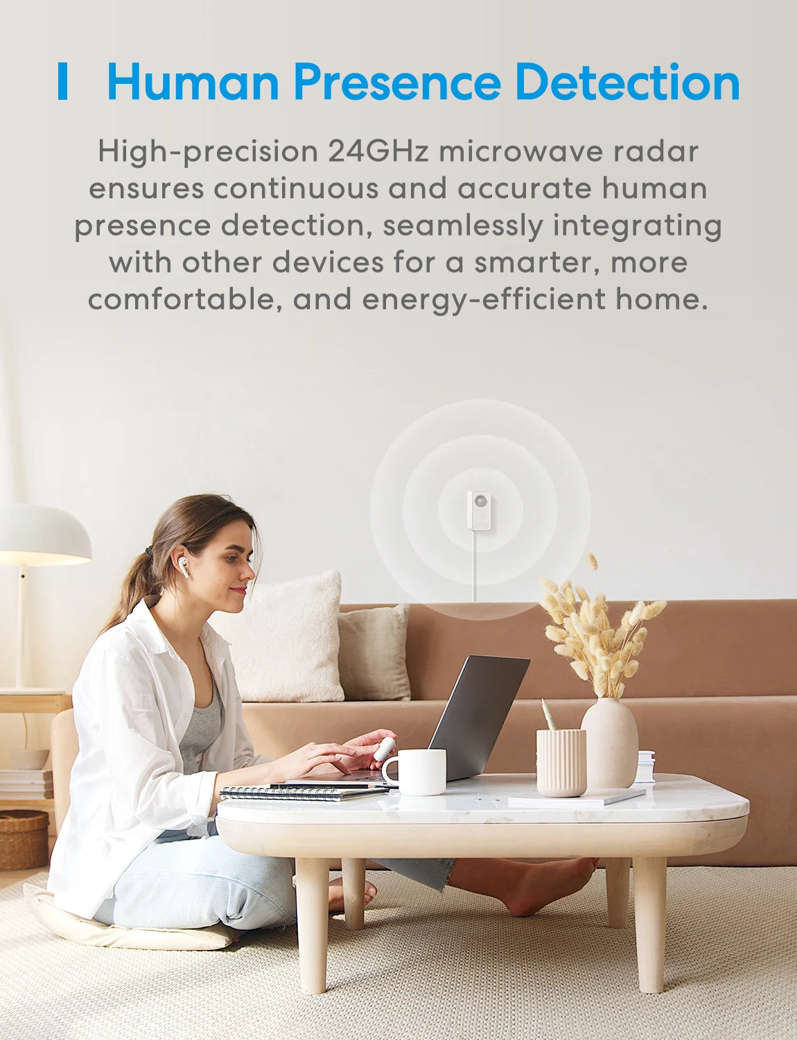 Meross US Matter WiFi Human Presence Sensor Radar Detector With Luminance /Distance Detection Sensor For Smart Home