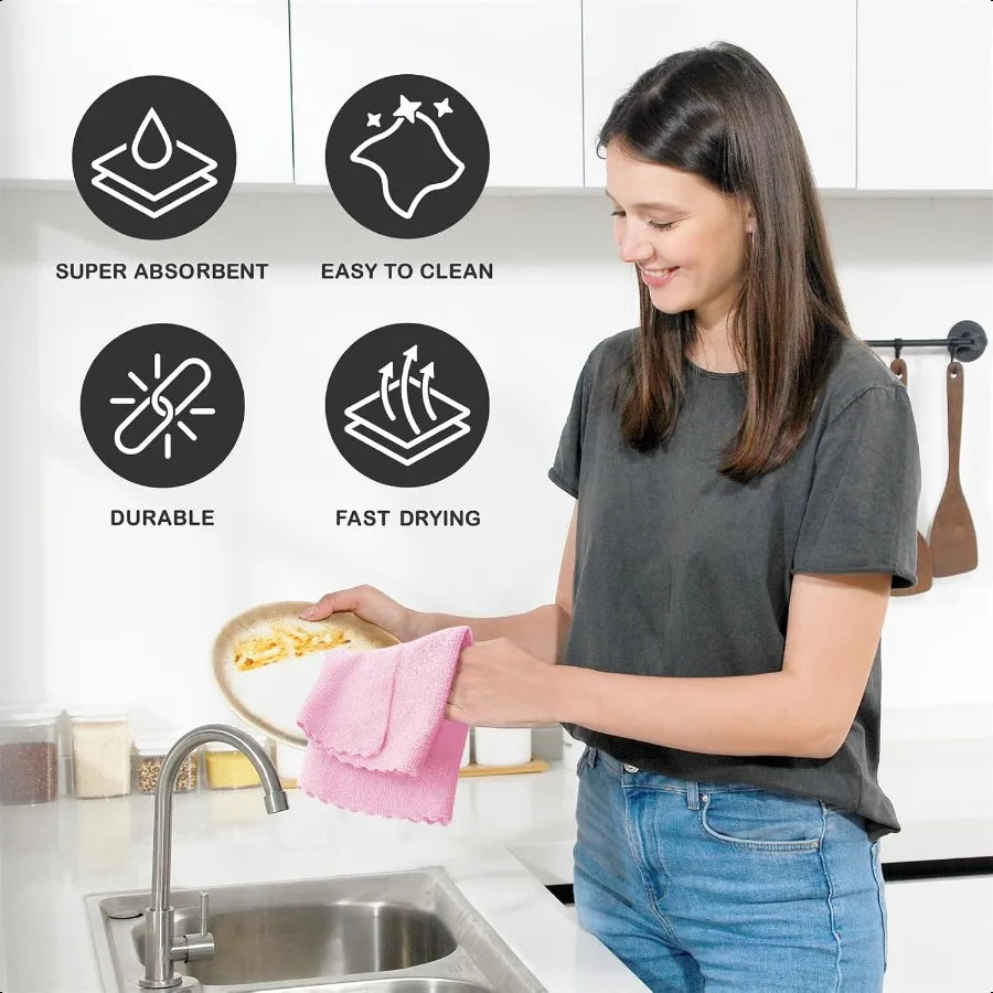 80pack Reusable Paper Towels Washable Roll Microfiber Cleaning Cloth12" x 12" Super Absorbent Microfiber Towel Roll for Kitchen