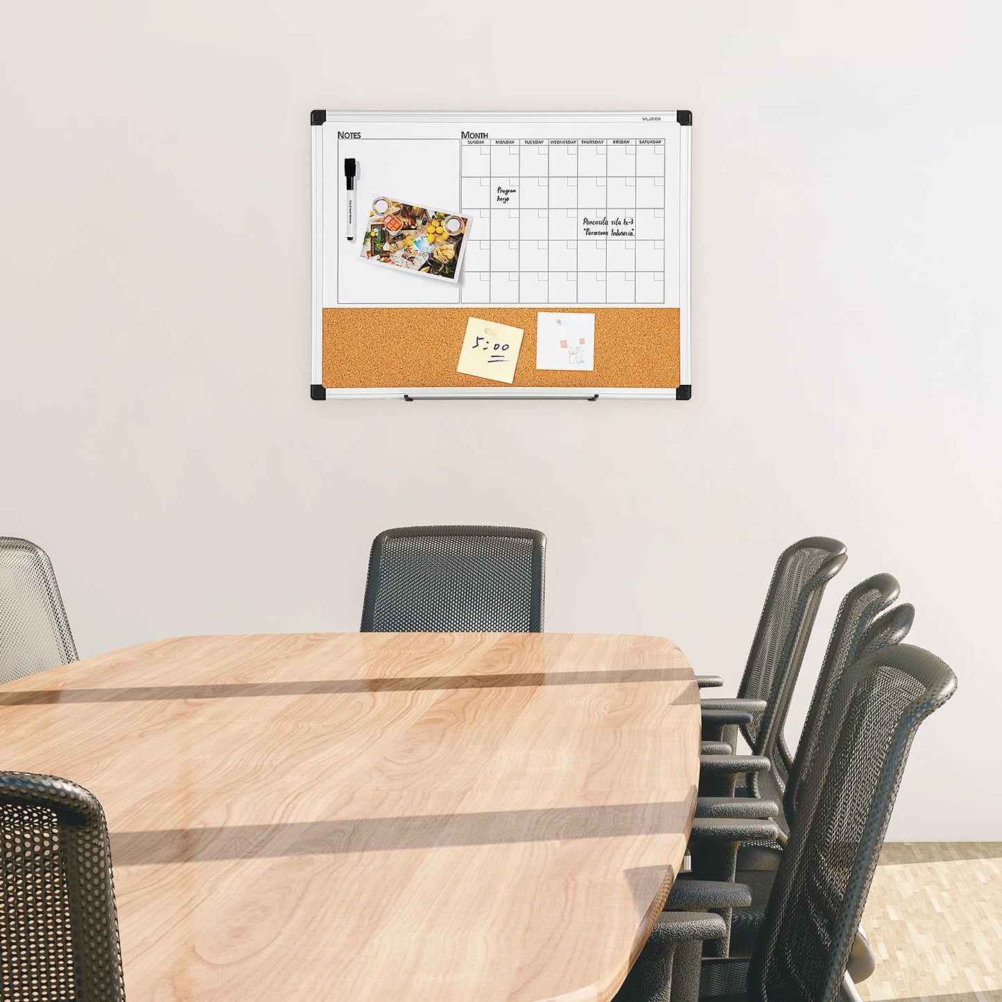 Deli 24"x18" Calendar Combination Board,Whiteboard Durable Dry-Erase Planner for Scheduling, Notes, and Organization