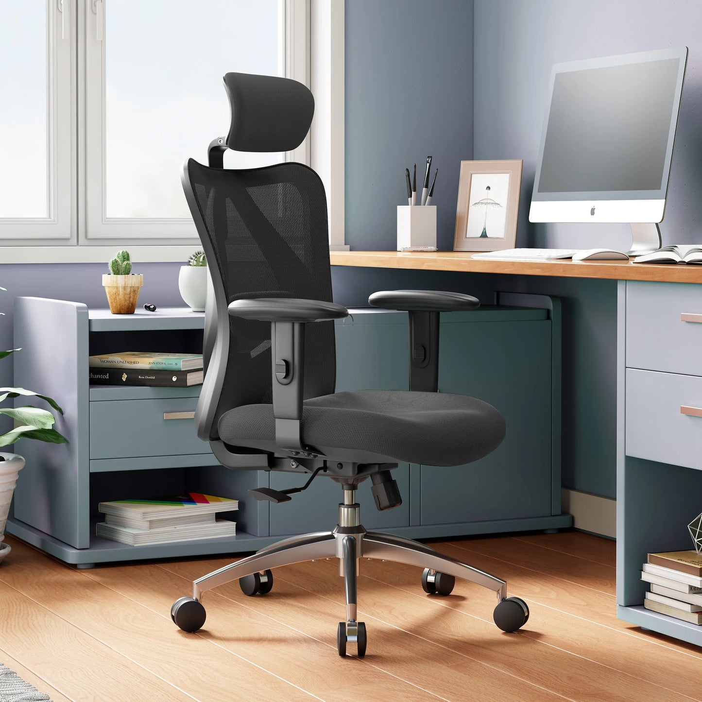 SIHOO M18 Ergonomic Office Chair for Big And Tall People Adjustable Headrest 2D Armrests Lumbar Support PU Wheels Swivel Feature
