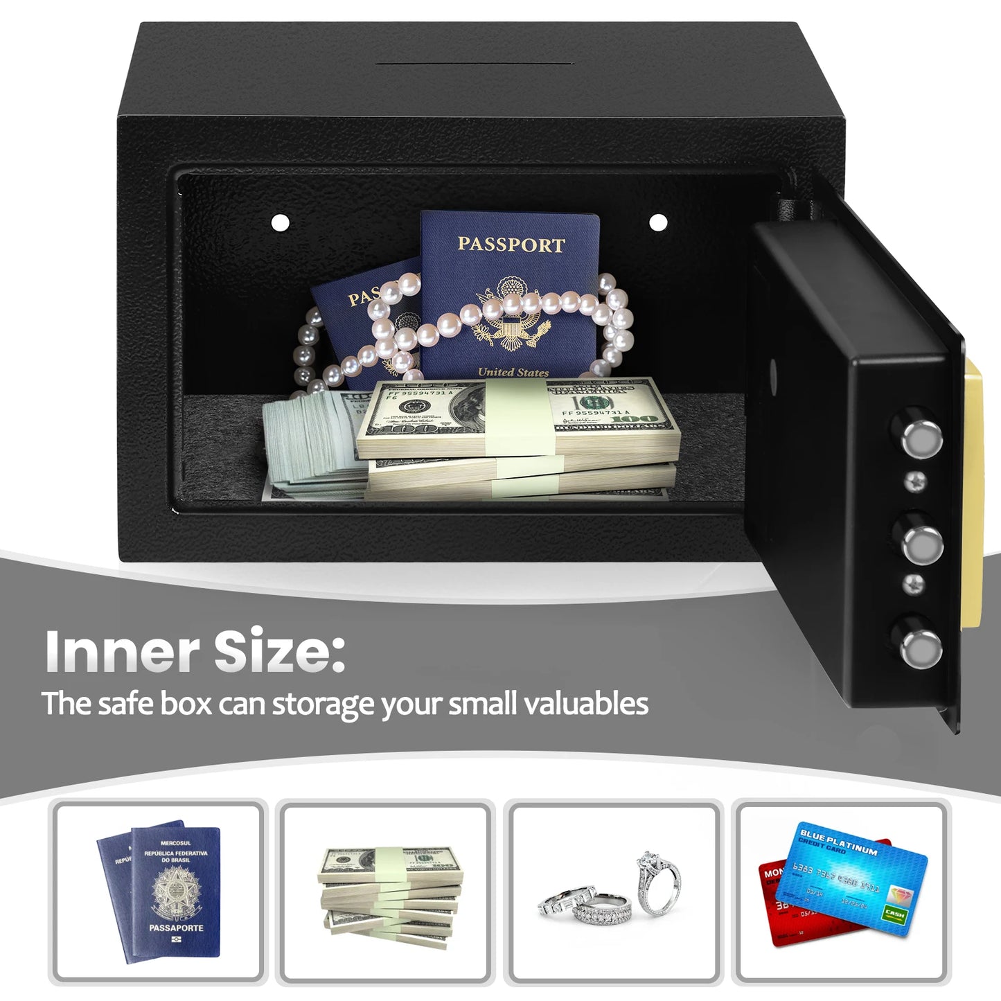 Digital Keypad Lock Safe Box - Heavy Duty Steel Security for Home/Office, Anti-Theft Fireproof Electronic Storage Cabinet