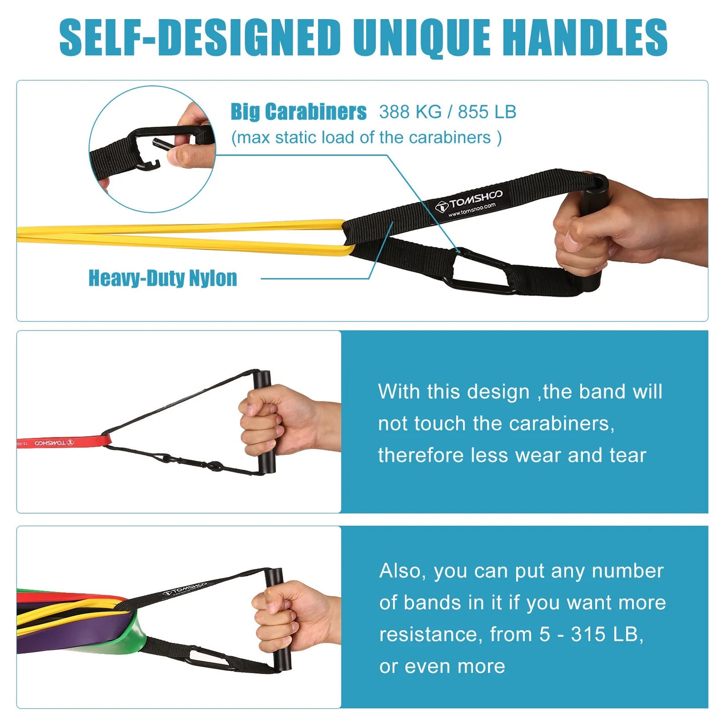 5 Packs Pull Up Assist Bands Set Resistance Loop Bands Powerlifting Exercise Stretch Bands with Door Anchor and Handles