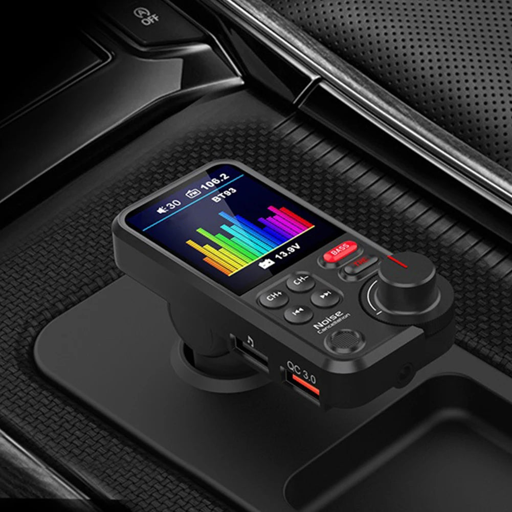 1.8 Inch Handsfree Car Radio QC3.0 Charging Bluetooth-Compatible FM Transmitter Modulator AUX Auto Aux Radio Car Charger Adapter