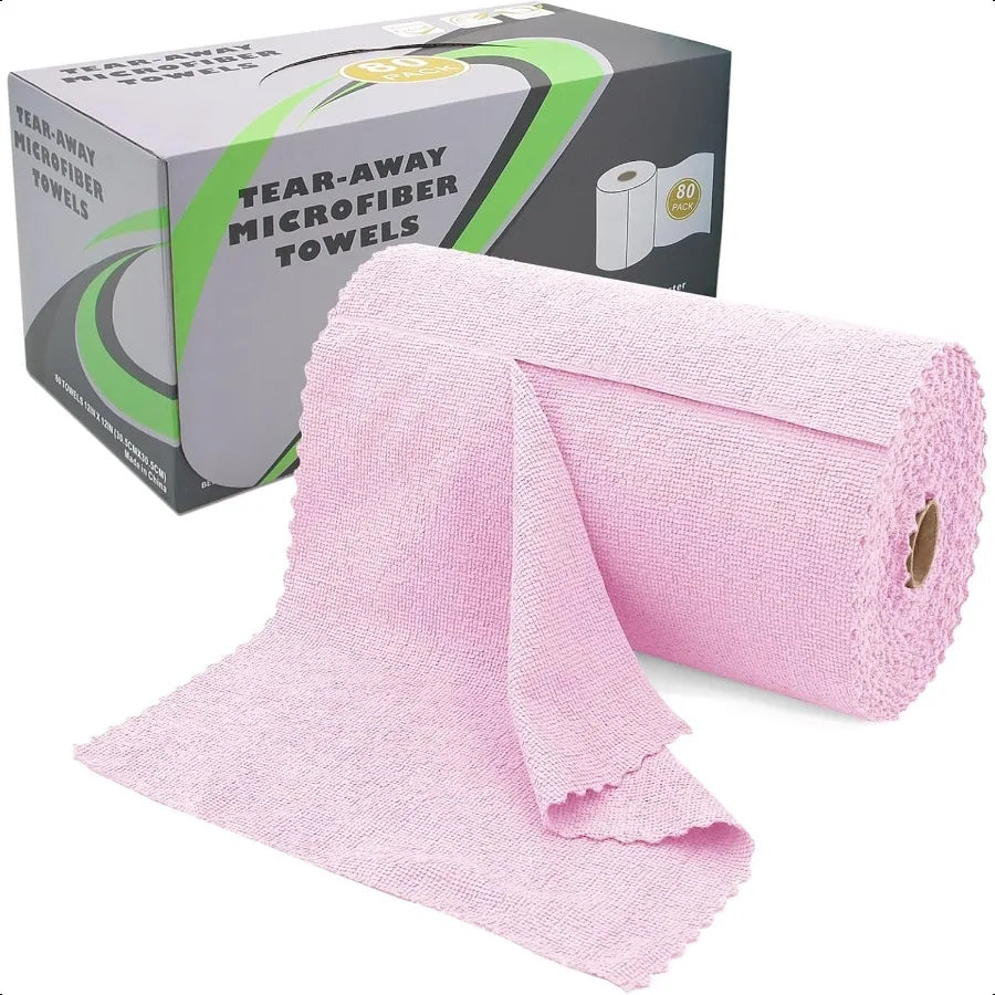 80pack Reusable Paper Towels Washable Roll Microfiber Cleaning Cloth12" x 12" Super Absorbent Microfiber Towel Roll for Kitchen