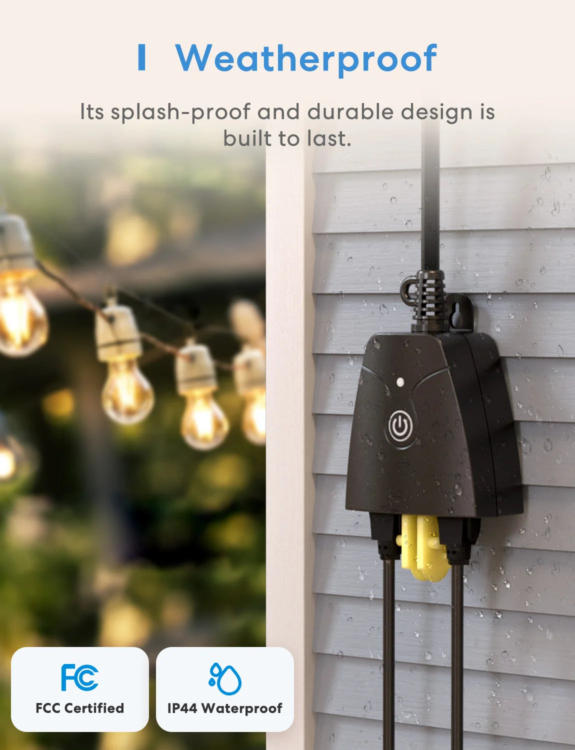 Meross HomeKit US Smart Outdoor Plug WiFi Outlet with 2 Grounded Sockets Timer Function Support Alexa Google SmartThings