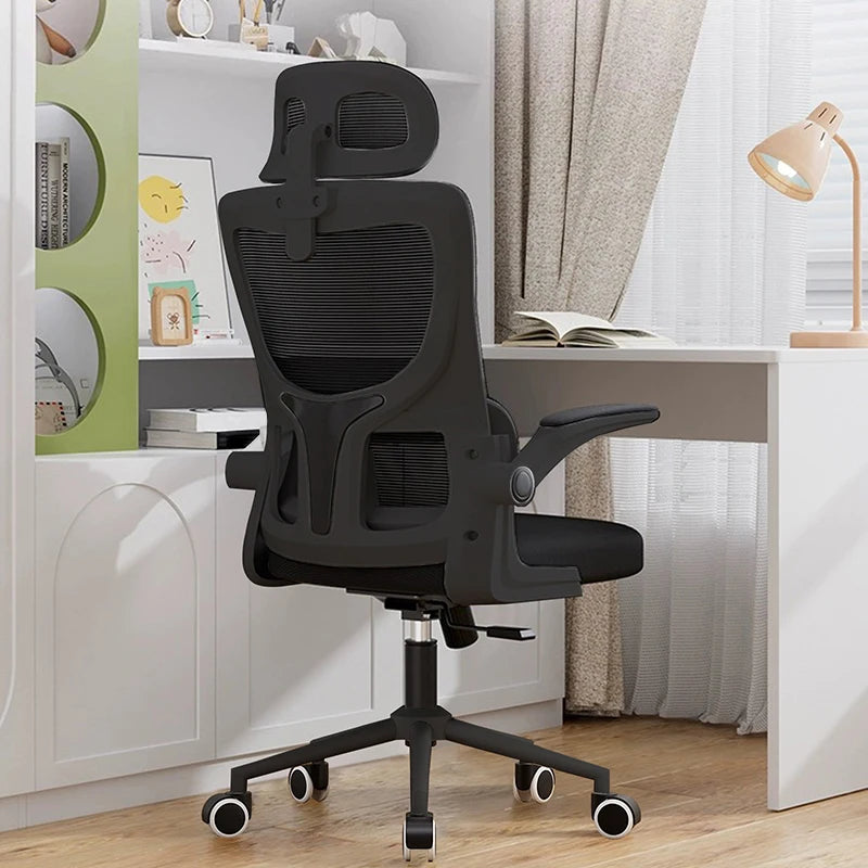 Mesh Office Chair High Back Ergonomic Desk Chair with Lumbar Support and Flip up Armrest Adjustable Headrest for Black Home