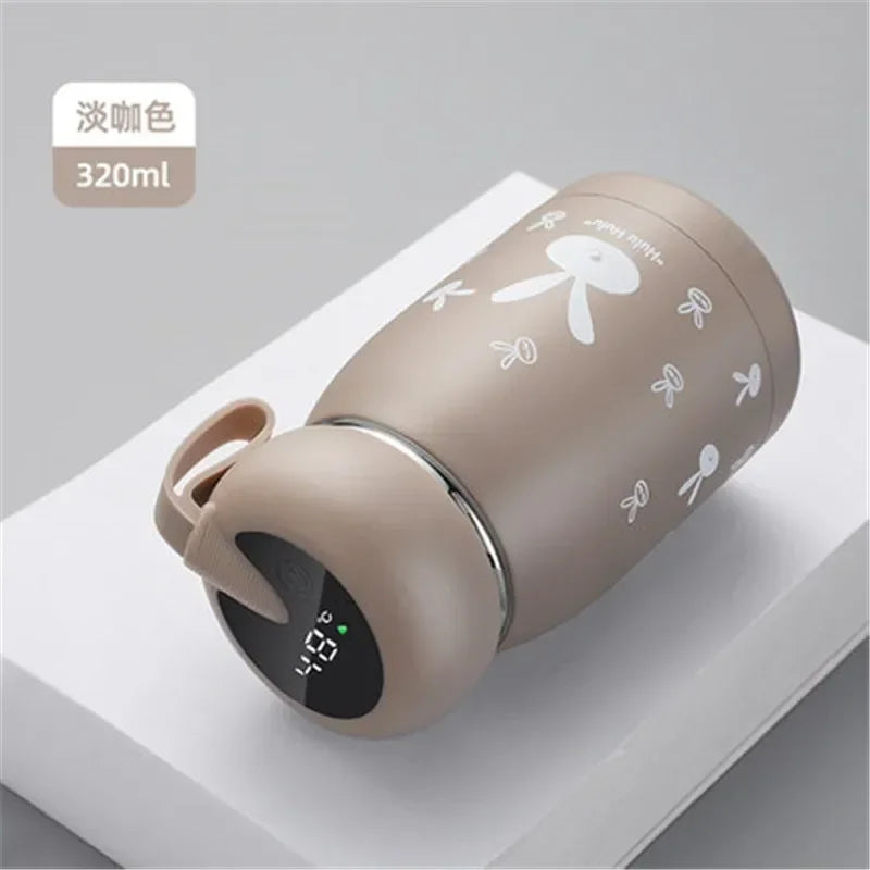 Cute and Convenient,Portable Insulated Water Bottle with Smart Temperature Display, Mini Vacuum Flask for Kids and Girls