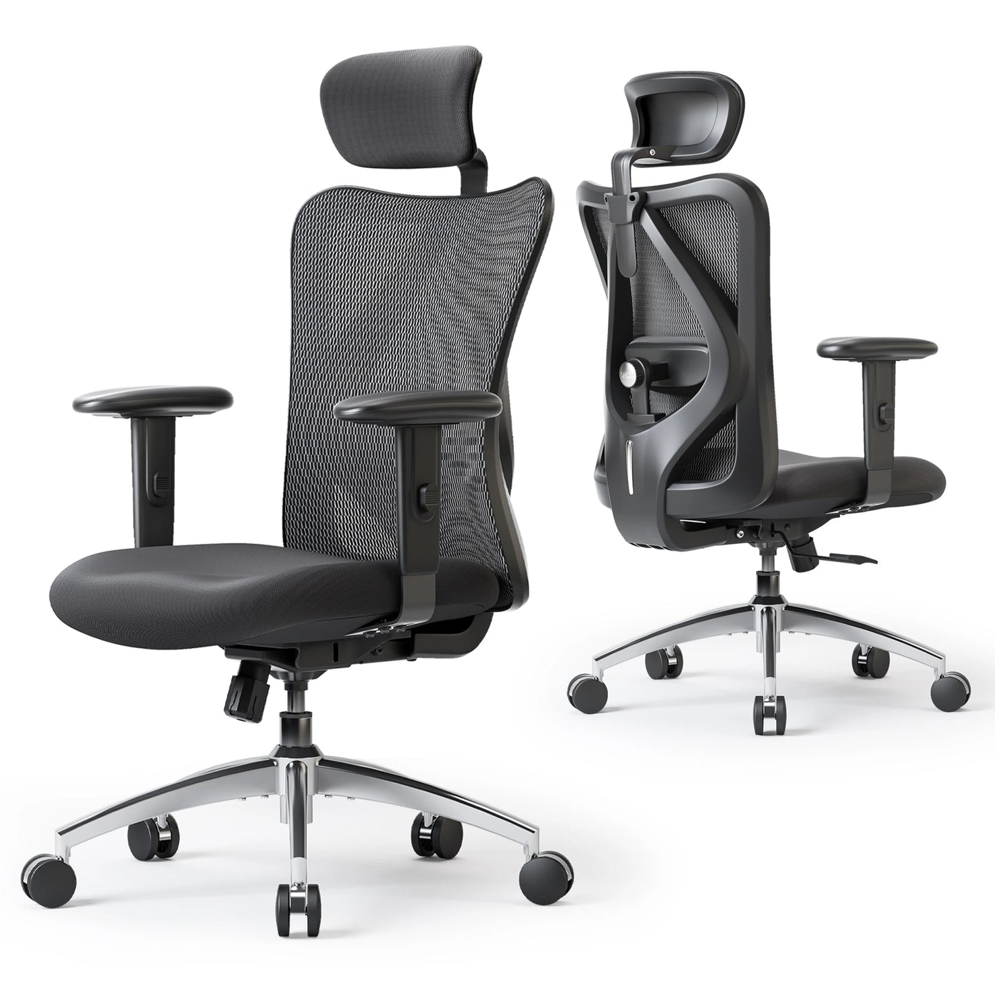 SIHOO M18 Ergonomic Office Chair for Big And Tall People Adjustable Headrest 2D Armrests Lumbar Support PU Wheels Swivel Feature