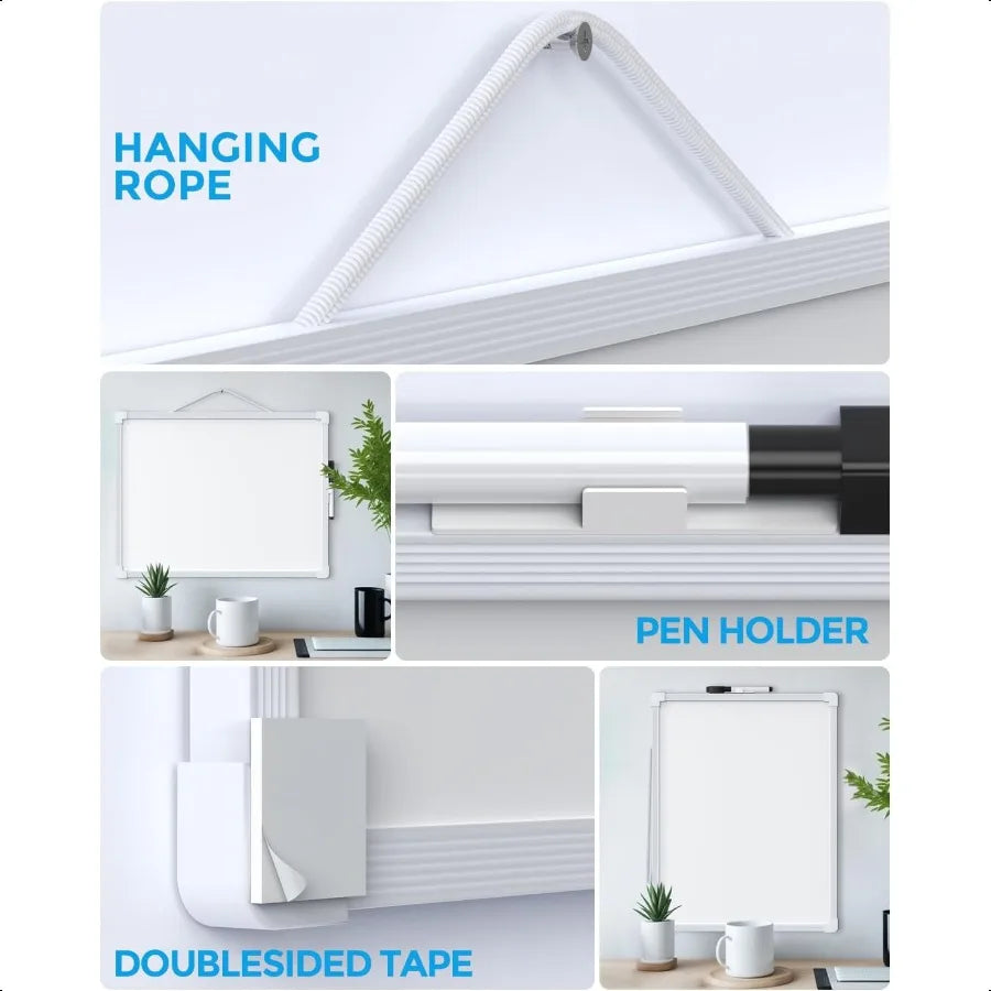 Small Dry Erase Board 14"x11" Double Sided Hanging Whiteboard for Wall Mini White Board with a Black Dry Erase Marker Portable