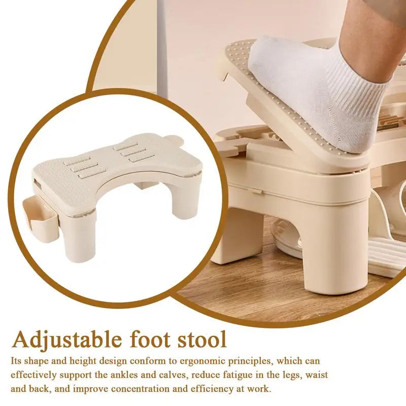 Portable Offices Footrests with Massage adjustable Under Desk Footrest Ergonomic Foot Stool Pain Relief for Home Office Work