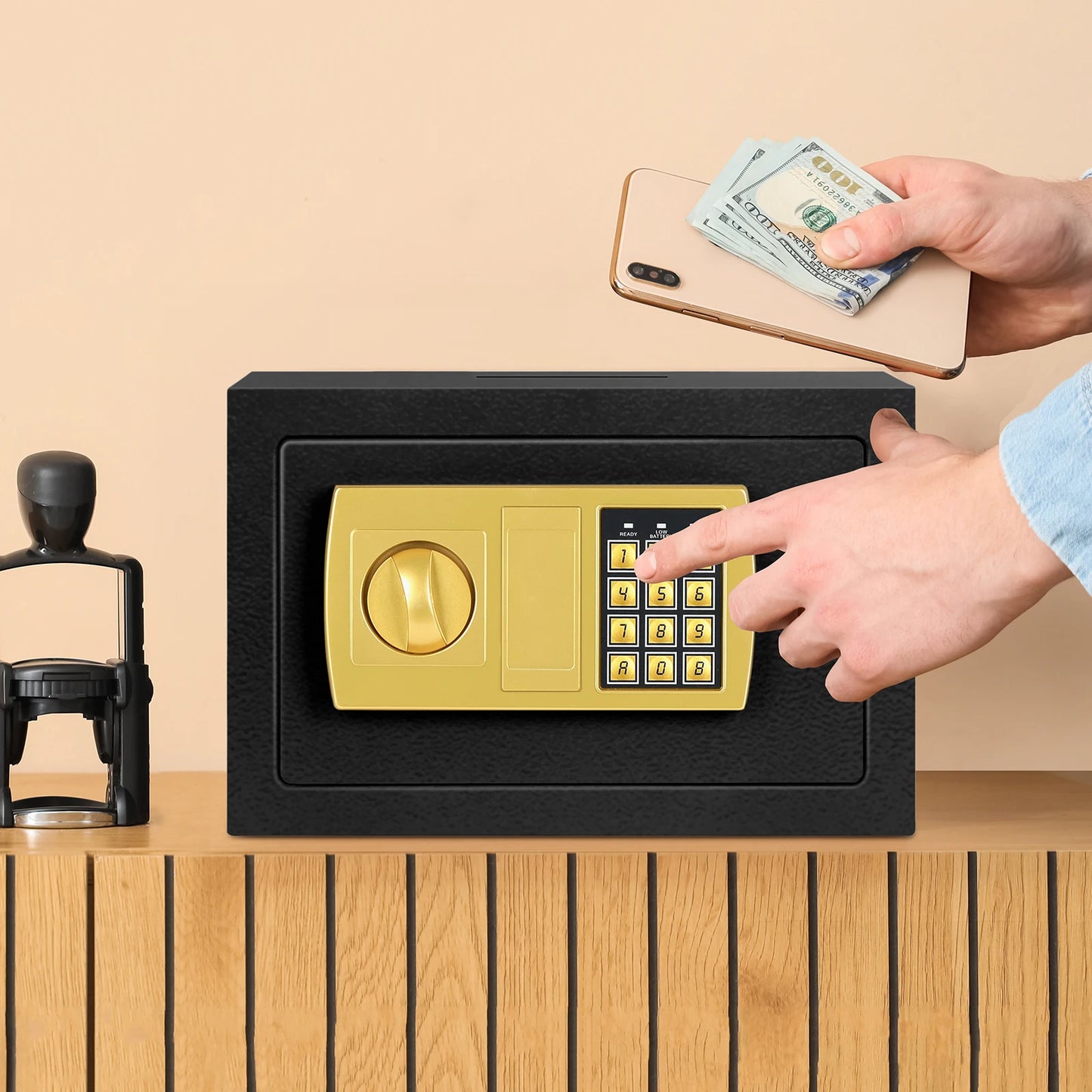 Digital Keypad Lock Safe Box - Heavy Duty Steel Security for Home/Office, Anti-Theft Fireproof Electronic Storage Cabinet