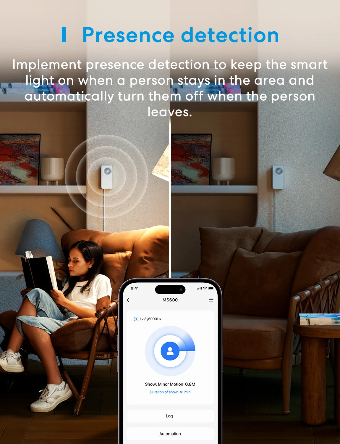Meross US Matter WiFi Human Presence Sensor Radar Detector With Luminance /Distance Detection Sensor For Smart Home