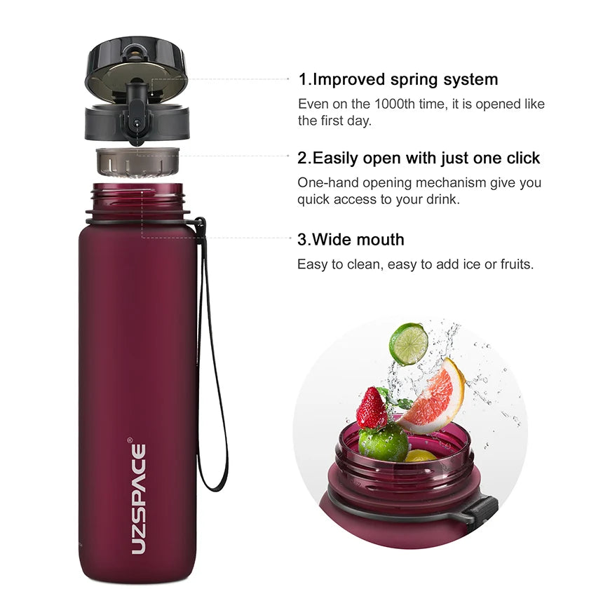 500/800/1000ML Sport Water Bottle Portable Leakproof Shaker Drinkware Outdoor Tour Gym Fitness Cup Colorful Plastic Jug BPA Free