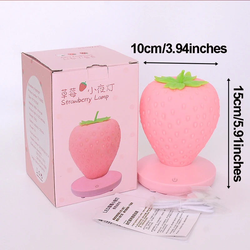 LED Strawberry night lamp USB charing Bedside Lamp Silicon Touch-Sensor Nightlight for kid children Bedroom Decoration