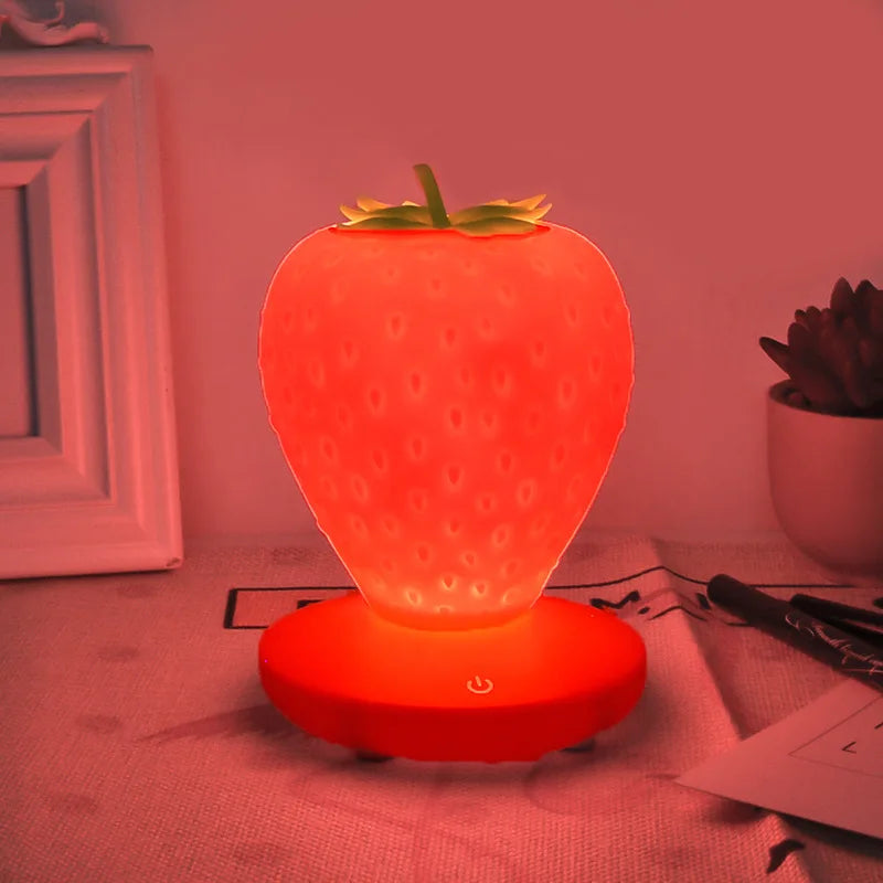 LED Strawberry night lamp USB charing Bedside Lamp Silicon Touch-Sensor Nightlight for kid children Bedroom Decoration
