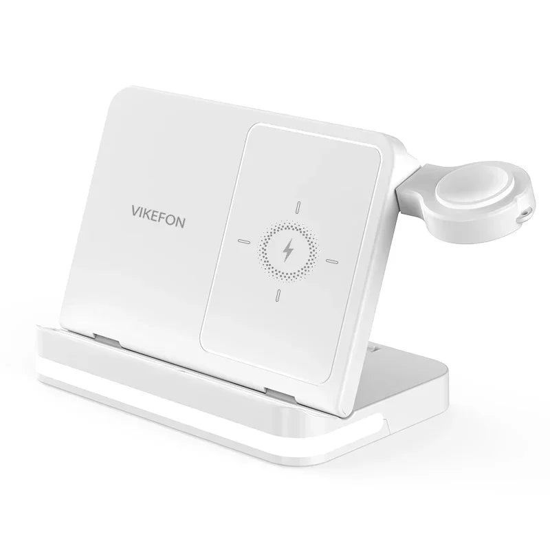 VIKEFON 5 in 1 Foldable LED Wireless Charger Station For Samsung Z Fold 5 4 Galaxy Watch 9 8 7 EarBuds Fast Wireless Charging