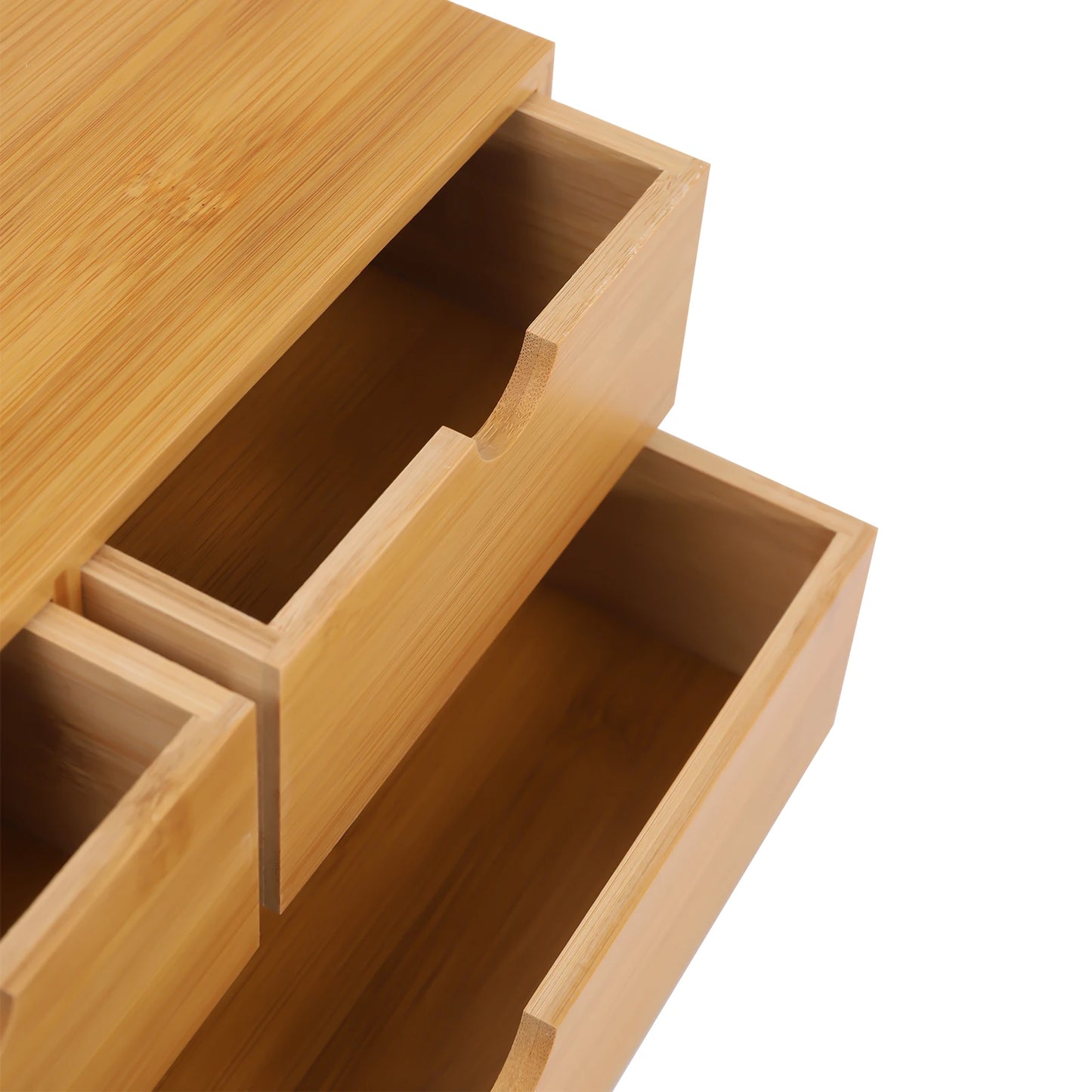 Bamboo Desk Organizer Mini Desk Organiser Tabletop Storage Organization Box with 3 Drawers For Office Home Toiletries Supplies