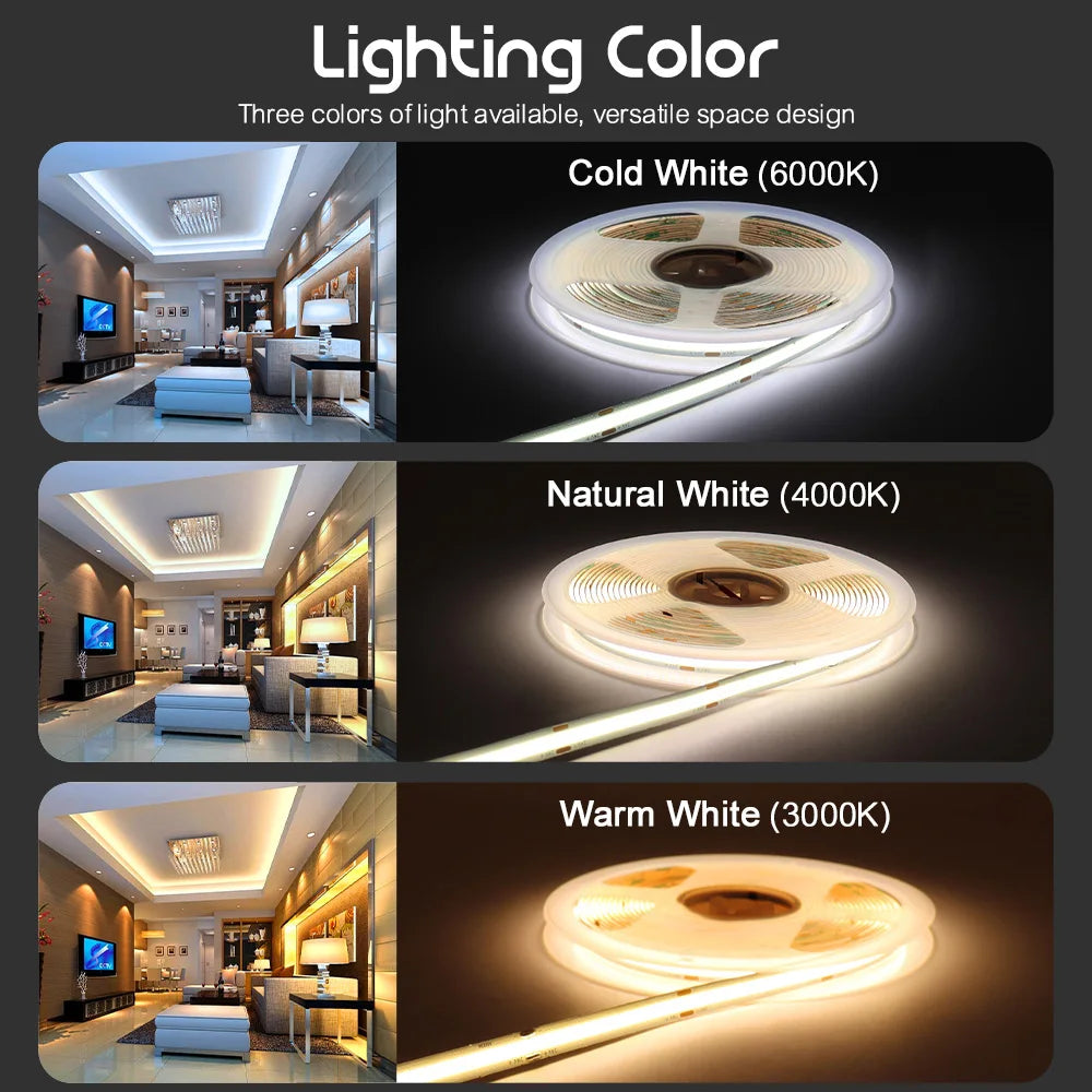 Tuya Wifi Smart Life COB LED Strip Light 5m 10m Zigbee Support Google Home Alexa Voice Control RA90 Warm White CCT RGB LED Tape