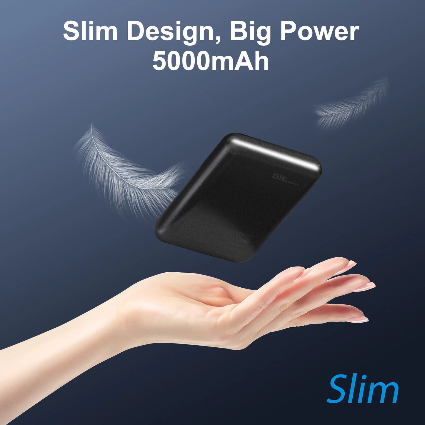 Magnetic Power Bank Portable 5000mAh Wireless Charger 20W With USB-C Cable For IPhone 16/15/14/13/12 Pro/Pro Max/Plus/Mini