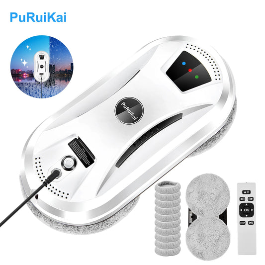 PuRuiKai AI Window Cleaning Robot Smart Automatic Cleaner Streak-Free for Windows/Tiles/Glass Doors Self-Cleaning Ultra Quiet