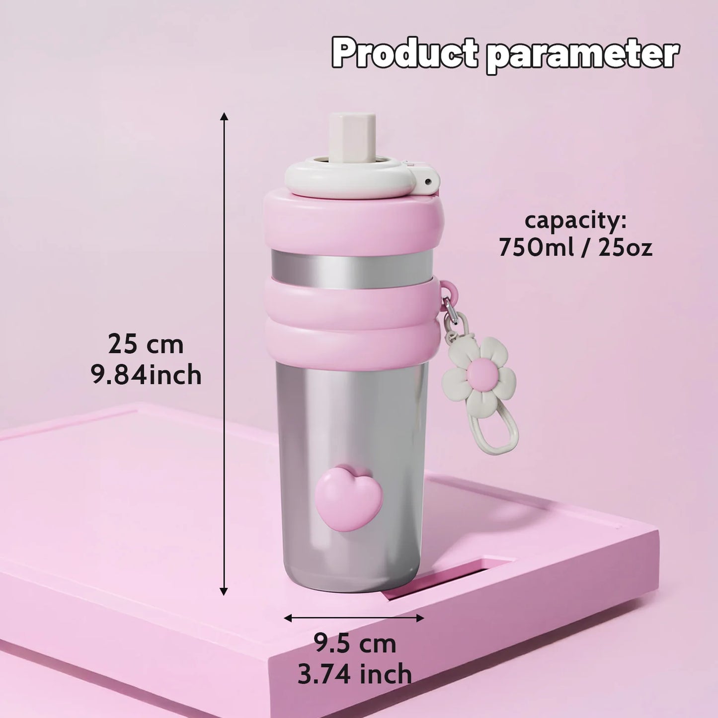 25oz Insulated Stainless Steel Tumbler, Leak Proof Double Wall Vacuum Sealed Travel Coffee Mug, Reusable Thermal Cup, BPA Free,