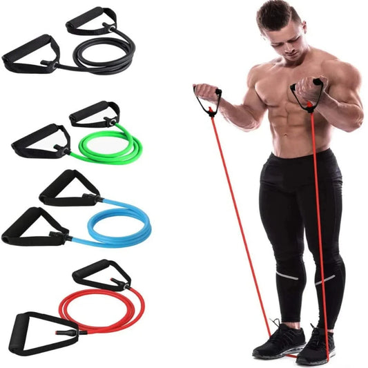 5 Levels Resistance Hot Yoga Pull Rope Bands Handles Elastic Sports Bodybuild  Gym Workouts Muscle Training Rubber Tube Band