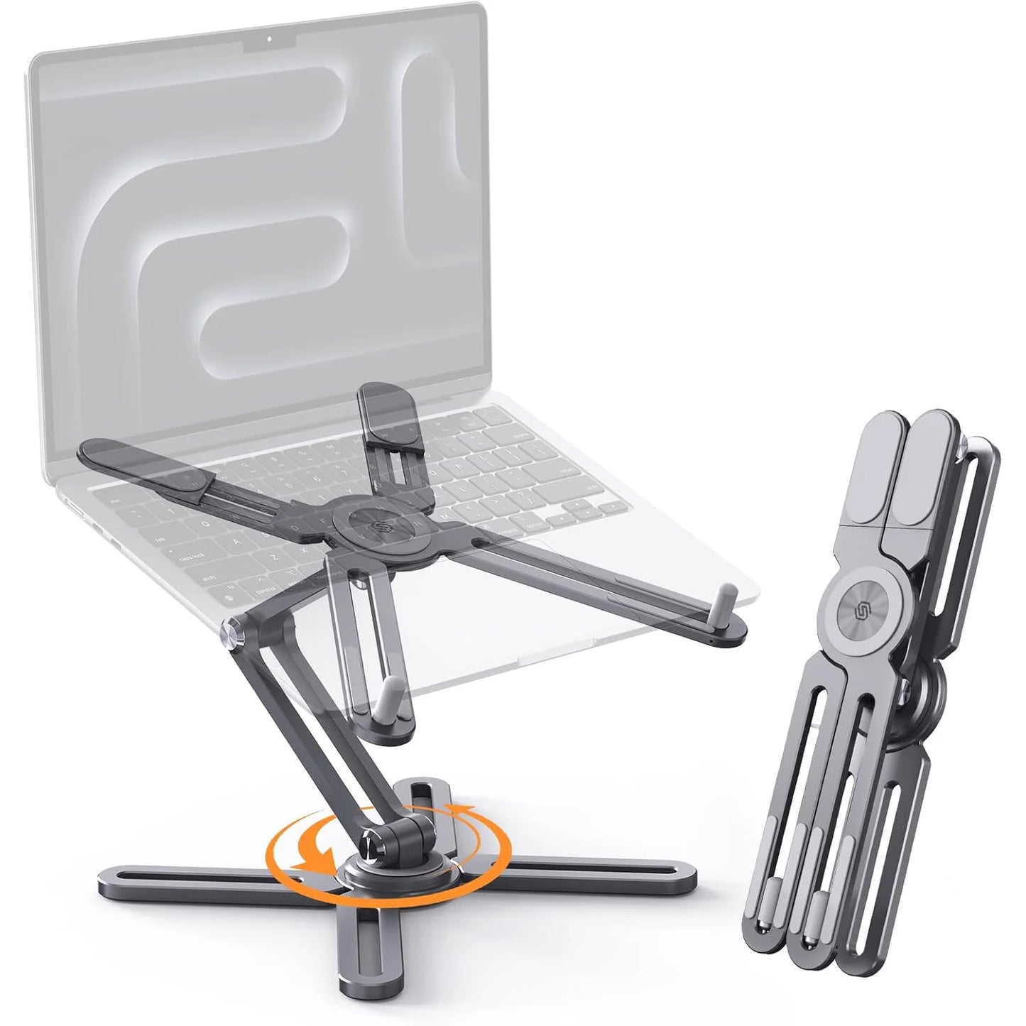 SODI Adjustable Computer Stand with 360 Rotating Base Foldable Laptop Riser for MacBook Pro Air All Laptops up to 16 Inch Grey