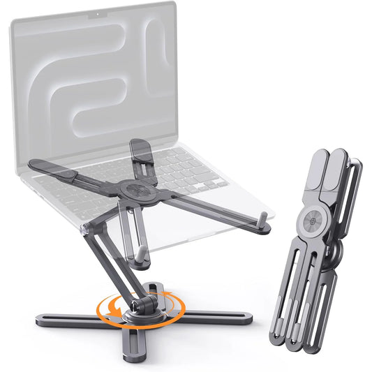 SODI Adjustable Computer Stand with 360 Rotating Base Foldable Laptop Riser for MacBook Pro Air All Laptops up to 16 Inch Grey