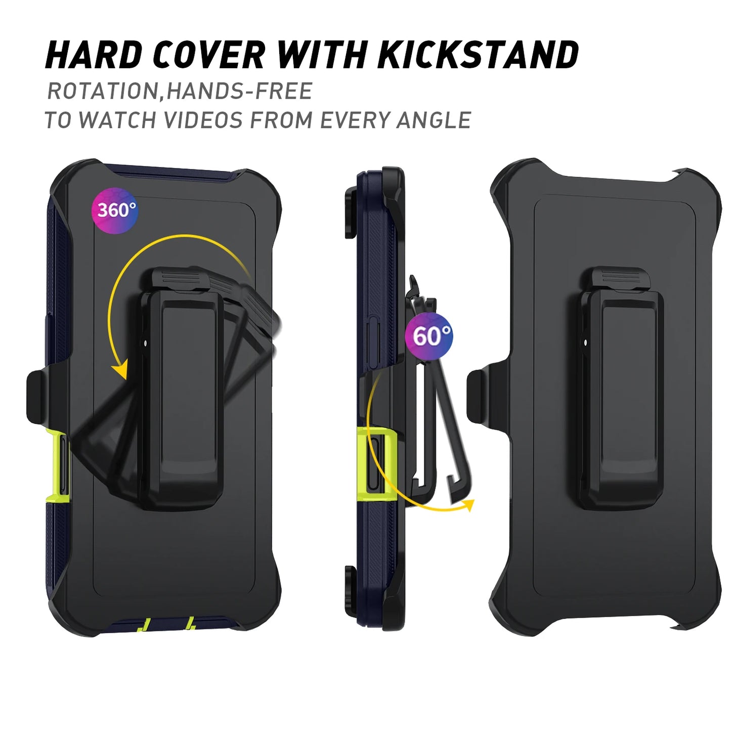Shockproof Armor Defender Phone Cases For iPhone 16 Pro Max 13 12 Mini 14 Plus 11 15 Pro Max 16E Hard PC+TPU Stand Protect Cover