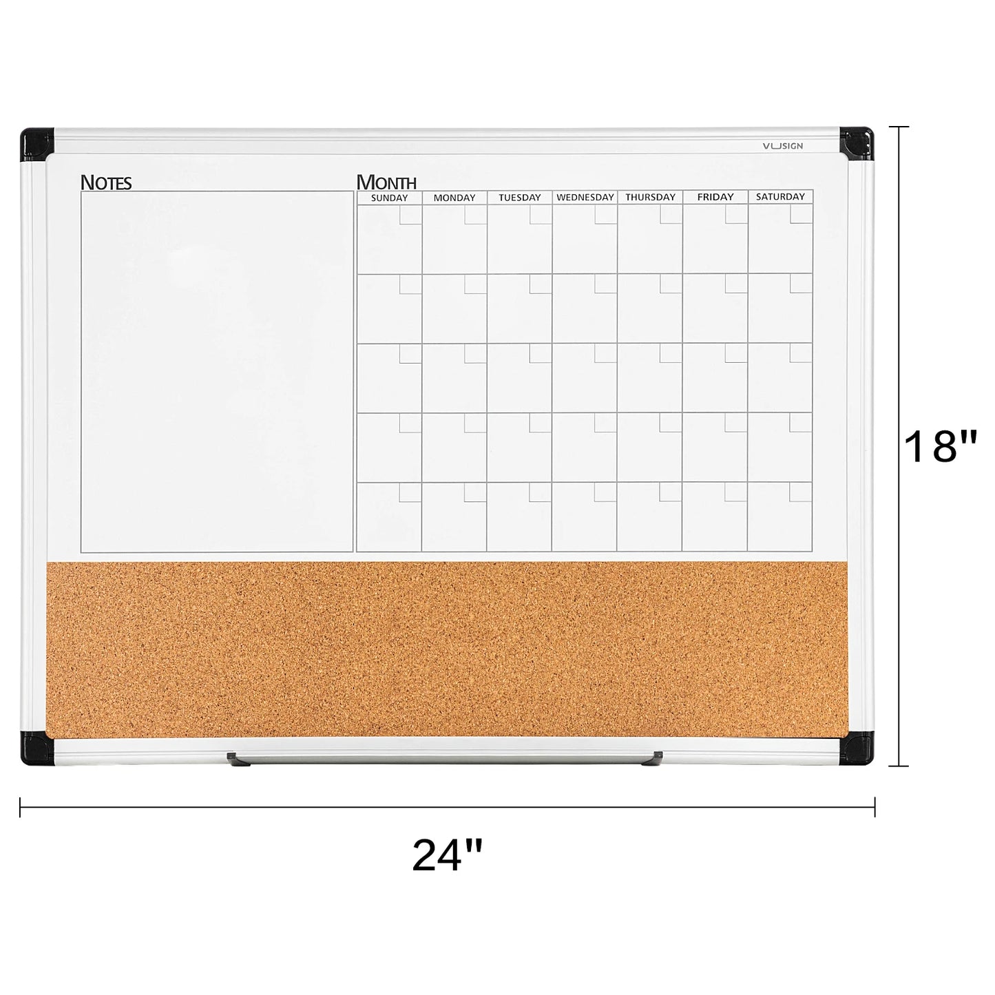 Deli 24"x18" Calendar Combination Board,Whiteboard Durable Dry-Erase Planner for Scheduling, Notes, and Organization