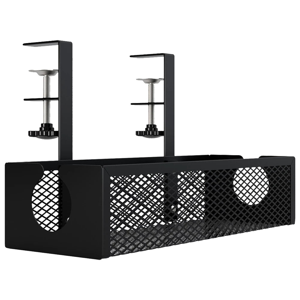 Under Table Storage Rack Metal Cable Management Tray Home Office Desk Wire Organizer No Punching Office Storage Accessories
