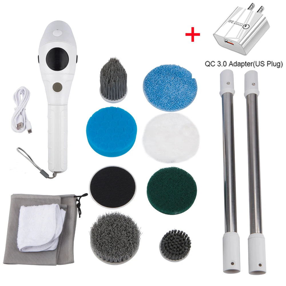 8-in-1 Electric Cleaning Brush – Wireless and Rotatable for Cleaning Bathroom, Kitchen, Windows, and Toilet.