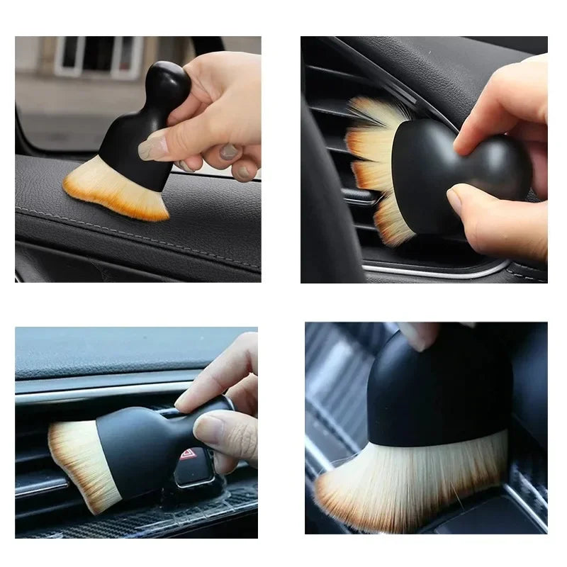 Car Interior Vacuum Soft Brush for Car AC Vents Keyboard Gaps Crevices Soft Wool Bristles Durable Dust Removal Artifact Car Deta