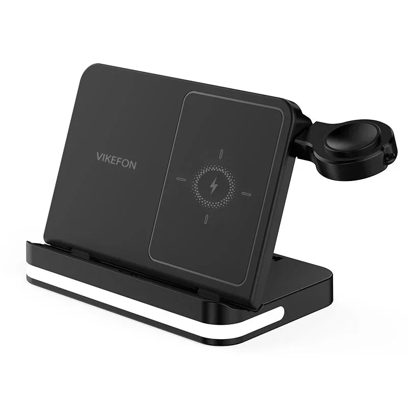 VIKEFON 5 in 1 Foldable LED Wireless Charger Station For Samsung Z Fold 5 4 Galaxy Watch 9 8 7 EarBuds Fast Wireless Charging