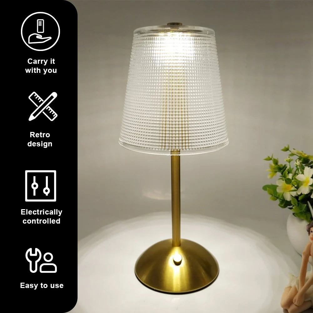 Crystal Atmosphere Lamp Rechargeable Stepless Dimmable Crystal Diamond Table Lamp 3 Color Modes Cordless Desk Lamp Touch Control
