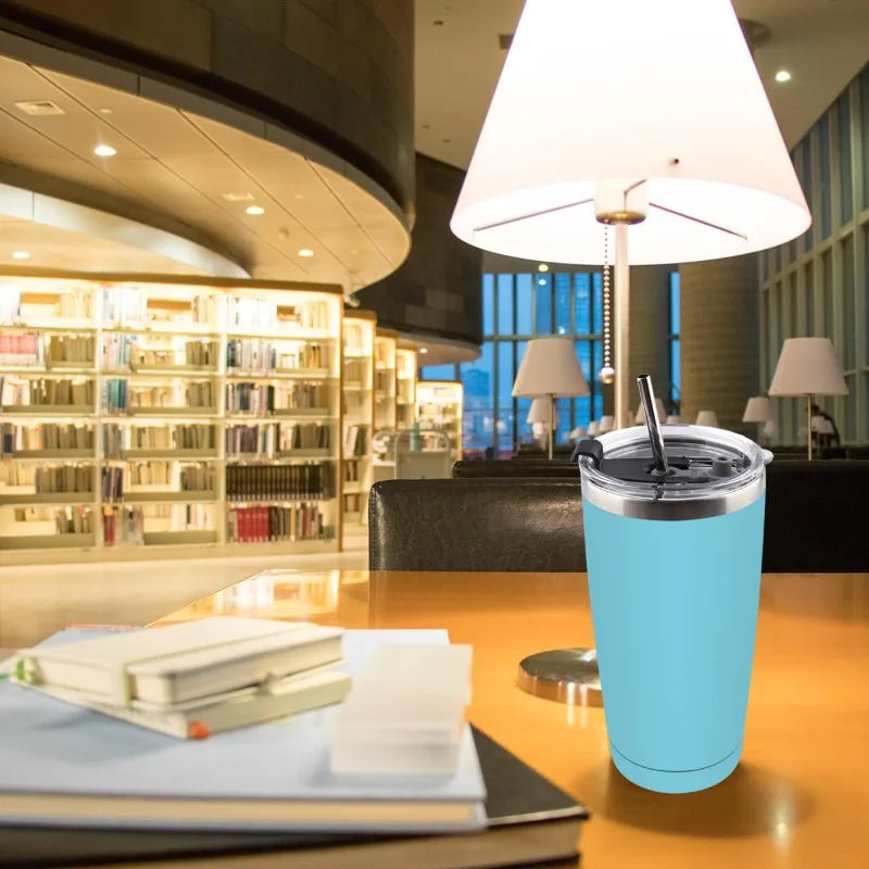 12 Pack 20oz Stainless Steel Tumbler with Lid, Powder Coated Vacuum Insulated Tumbler Cup, With straw and cleaning brush