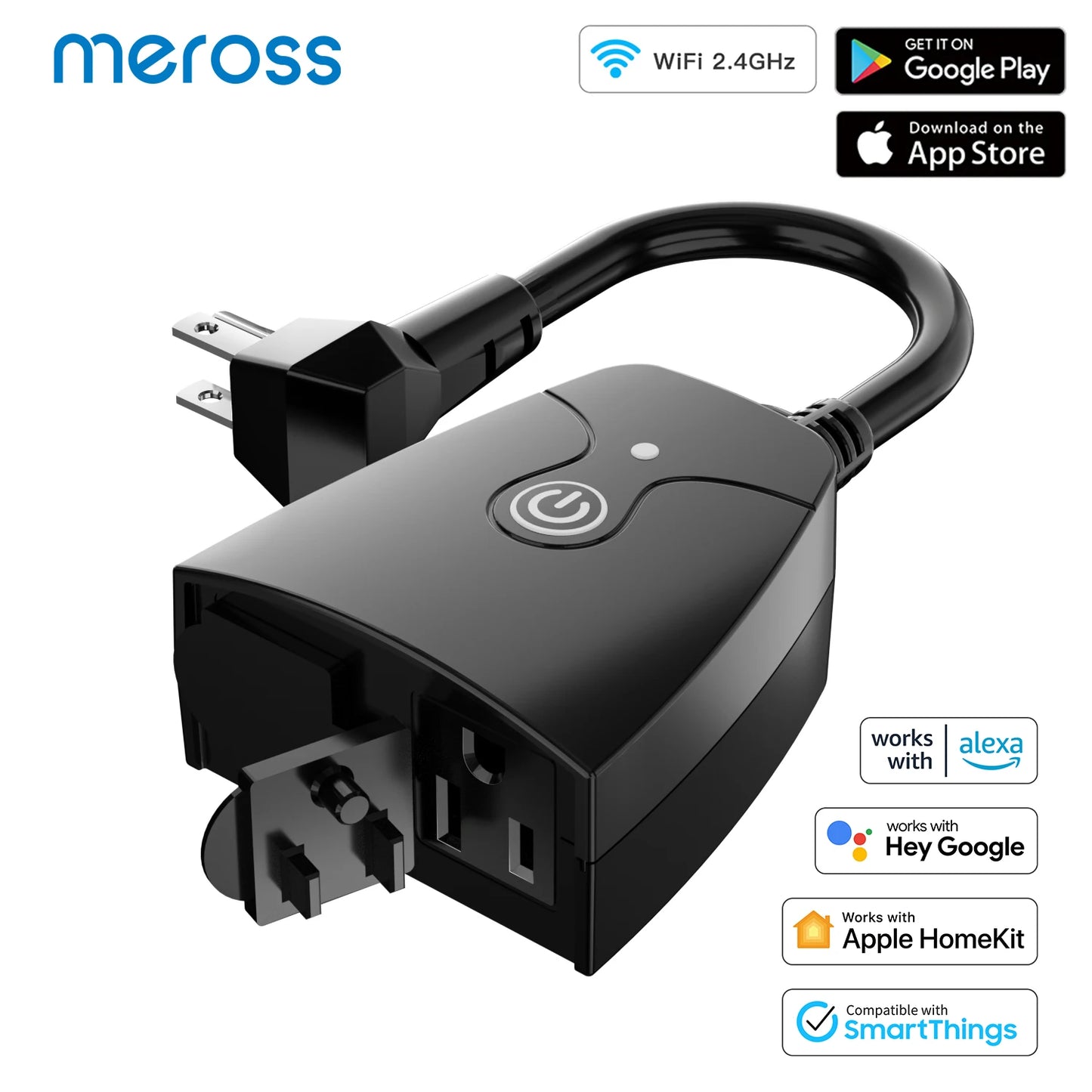 Meross HomeKit US Smart Outdoor Plug WiFi Outlet with 2 Grounded Sockets Timer Function Support Alexa Google SmartThings