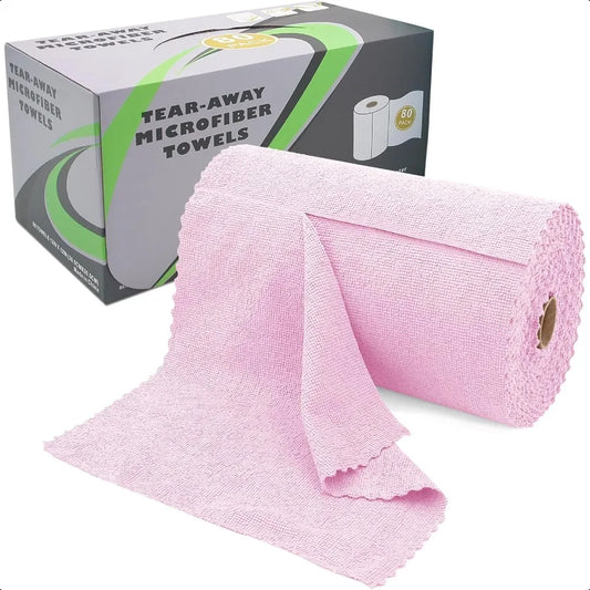 80pack Reusable Paper Towels Washable Roll Microfiber Cleaning Cloth12" x 12" Super Absorbent Microfiber Towel Roll for Kitchen