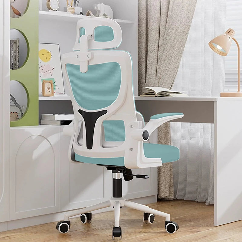Mesh Office Chair High Back Ergonomic Desk Chair with Lumbar Support and Flip up Armrest Adjustable Headrest for Black Home