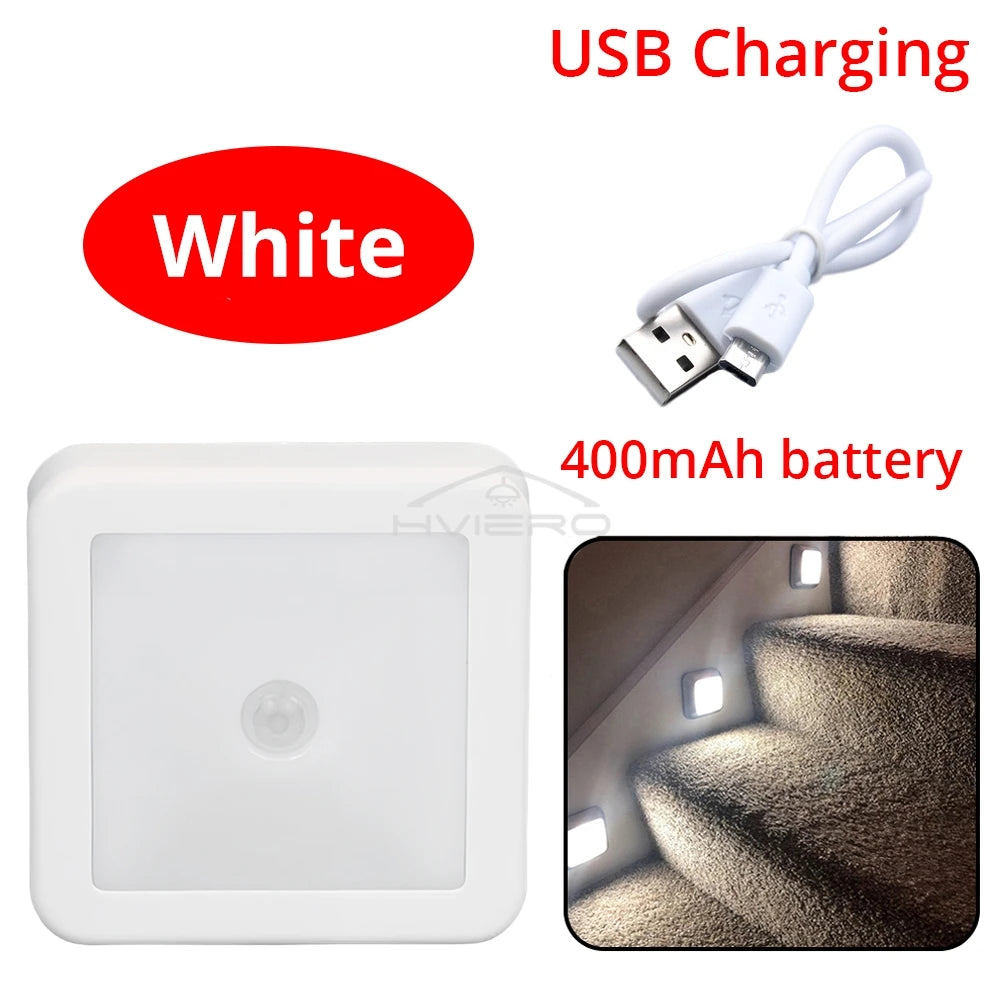 LED Night Light Smart Motion Sensor Battery USB Charging