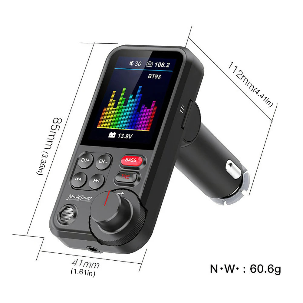 1.8 Inch Handsfree Car Radio QC3.0 Charging Bluetooth-Compatible FM Transmitter Modulator AUX Auto Aux Radio Car Charger Adapter