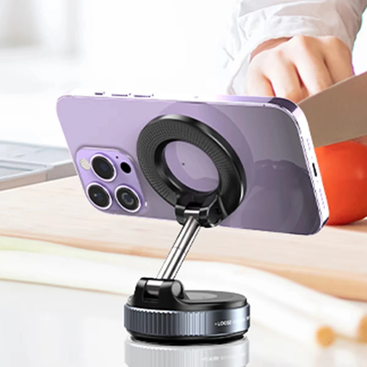 Magnetic Car Phone Holder – 360° Rotation with a Strong Mechanical Suction Cup