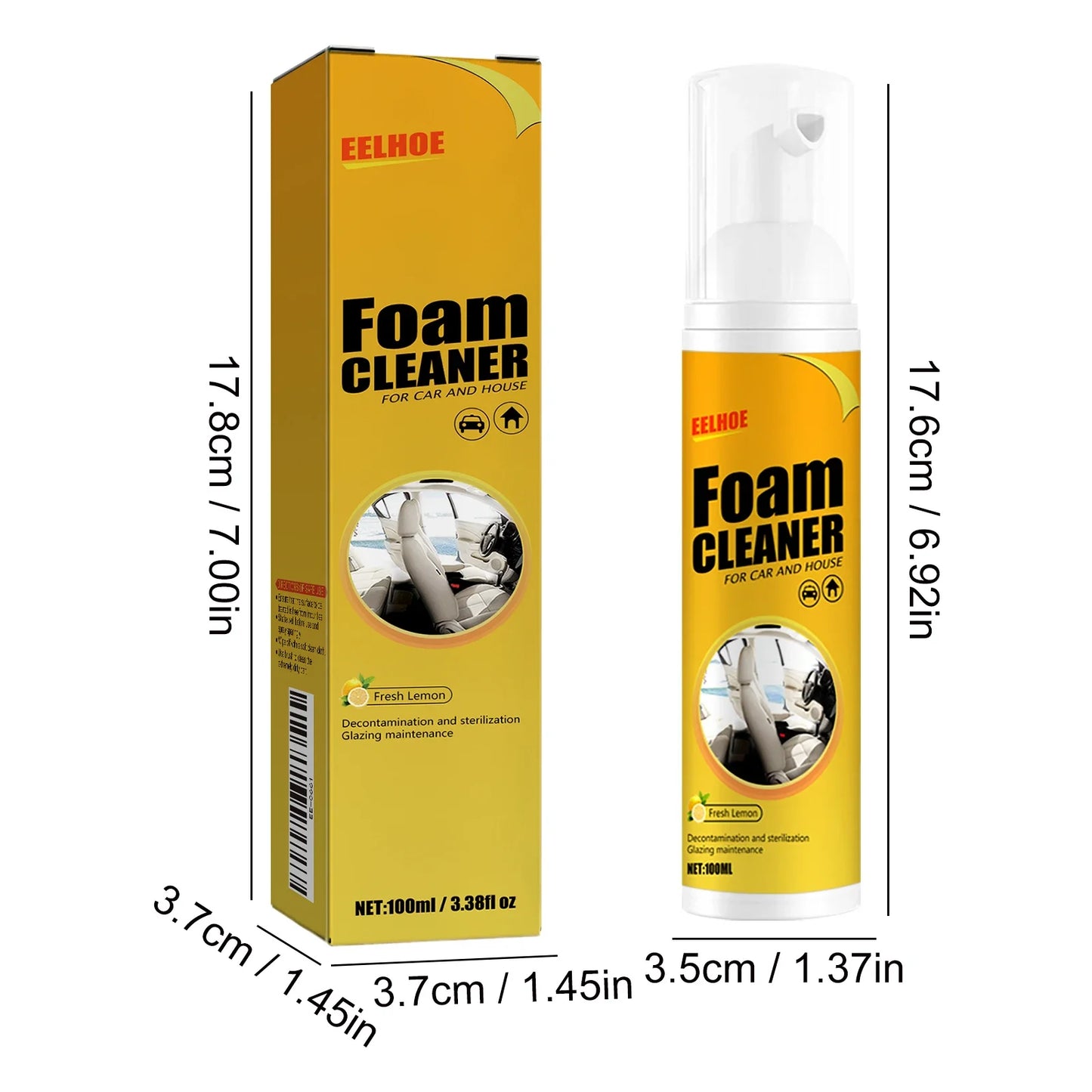 30/100ml Multi-Purpose Foam Cleaner Spray Large Capacity Leather Cleaning Auto Home Foam Cleaners for Car Wash Maintenance
