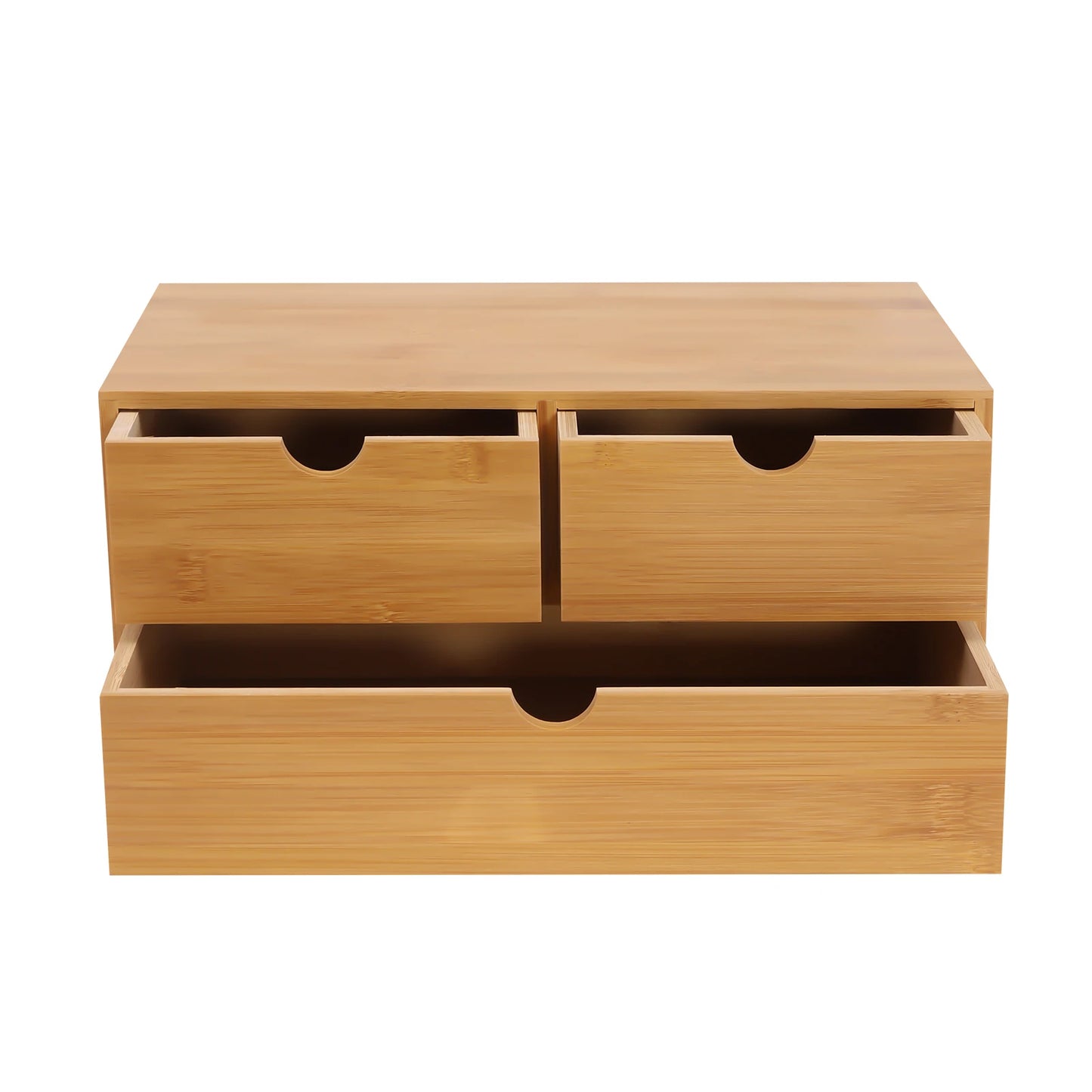 Bamboo Desk Organizer Mini Desk Organiser Tabletop Storage Organization Box with 3 Drawers For Office Home Toiletries Supplies