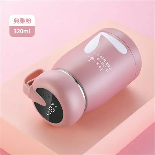 Cute and Convenient,Portable Insulated Water Bottle with Smart Temperature Display, Mini Vacuum Flask for Kids and Girls