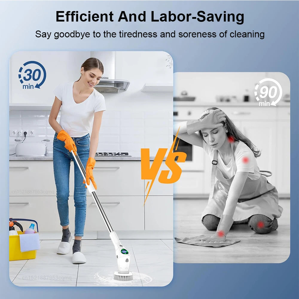 8-in-1 Electric Cleaning Brush – Wireless and Rotatable for Cleaning Bathroom, Kitchen, Windows, and Toilet.