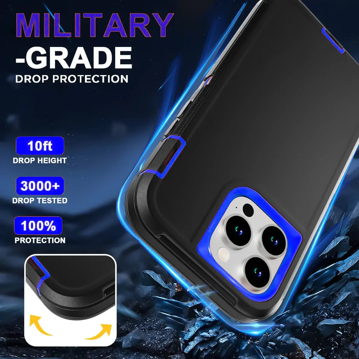 Shockproof Armor Defender Phone Cases For iPhone 16 Pro Max 13 12 Mini 14 Plus 11 15 Pro Max 16E Hard PC+TPU Stand Protect Cover