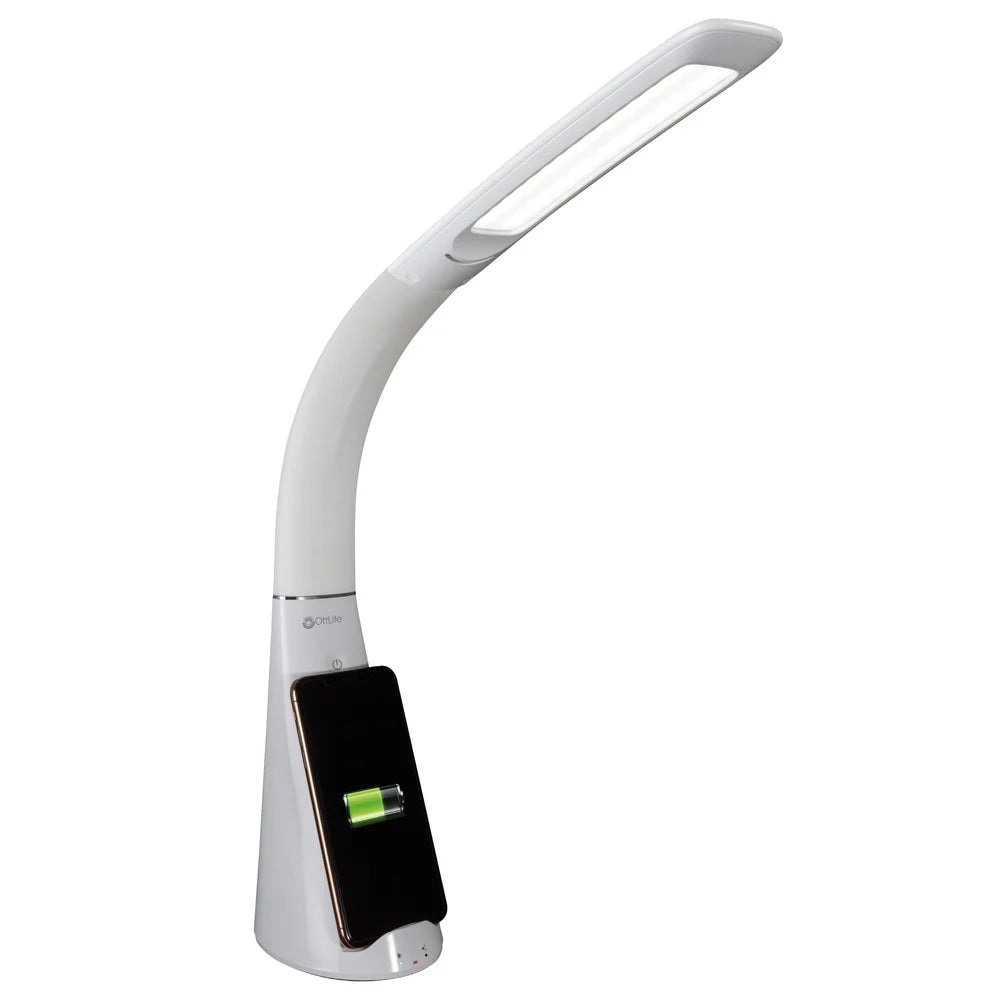LED Sanitizing Desk Lamp with Wireless Charging Touch Control Adjustable Height Spectra Clean Technology Reduces Eyestrain Qi
